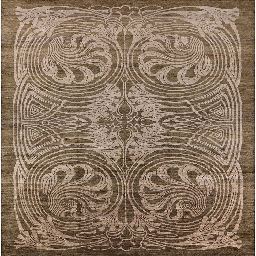 Ahgly Company Indoor Square Mid-Century Modern Area Rugs, 7' Square