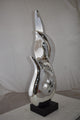 Eclectic Winding Silver Finish Abstract Resin Statue  Size: 13" x 7" x 35"H