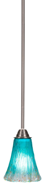 Paramount 1-Light Mini Pendant, Brushed Nickel, 5.5" Teal Crystal Glass