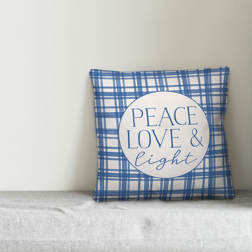 Peace Love Light Plaid 16"x16" Throw Pillow
