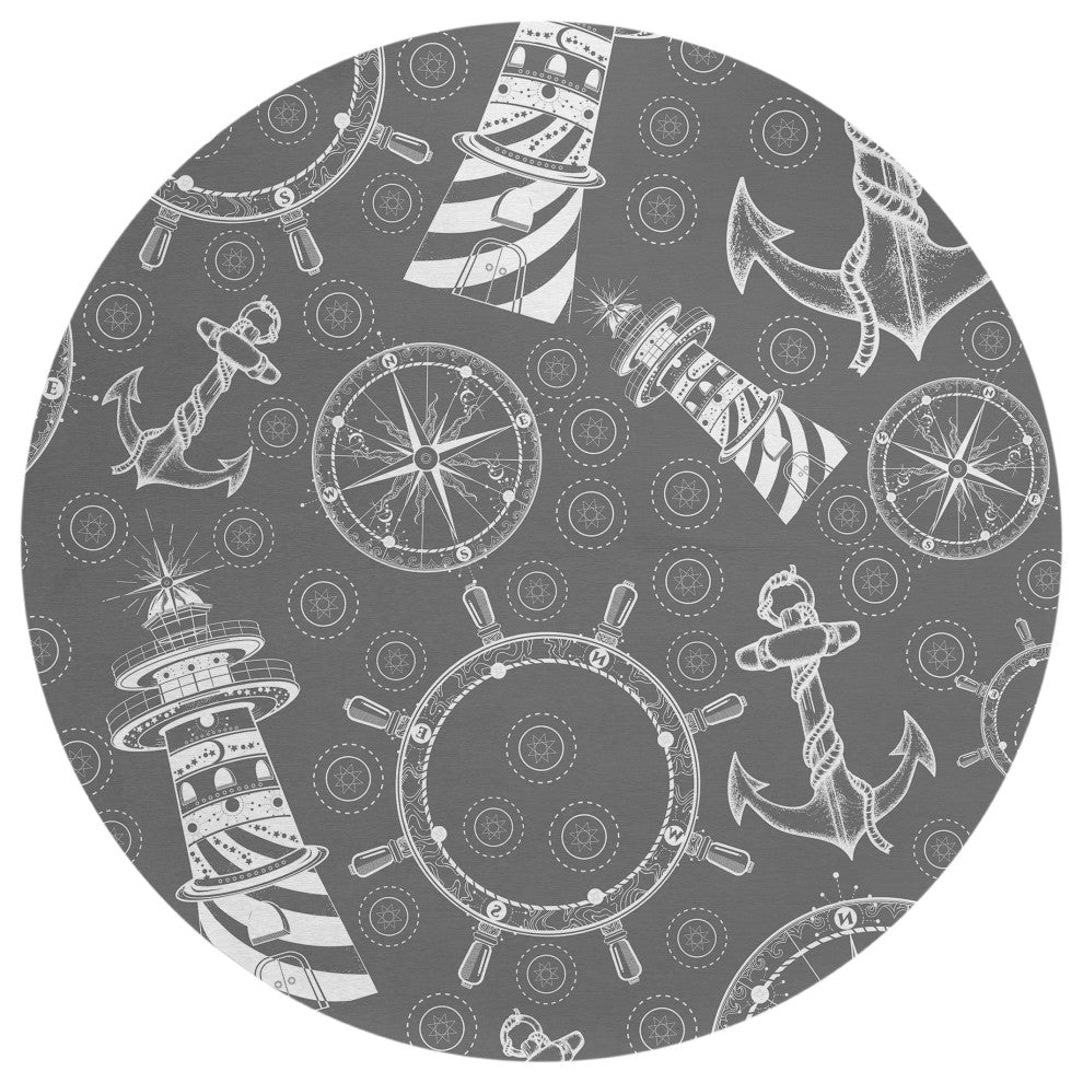 Indoor/Outdoor Harbor HA9 Grey Machine Washable 8' x 8' Round Rug
