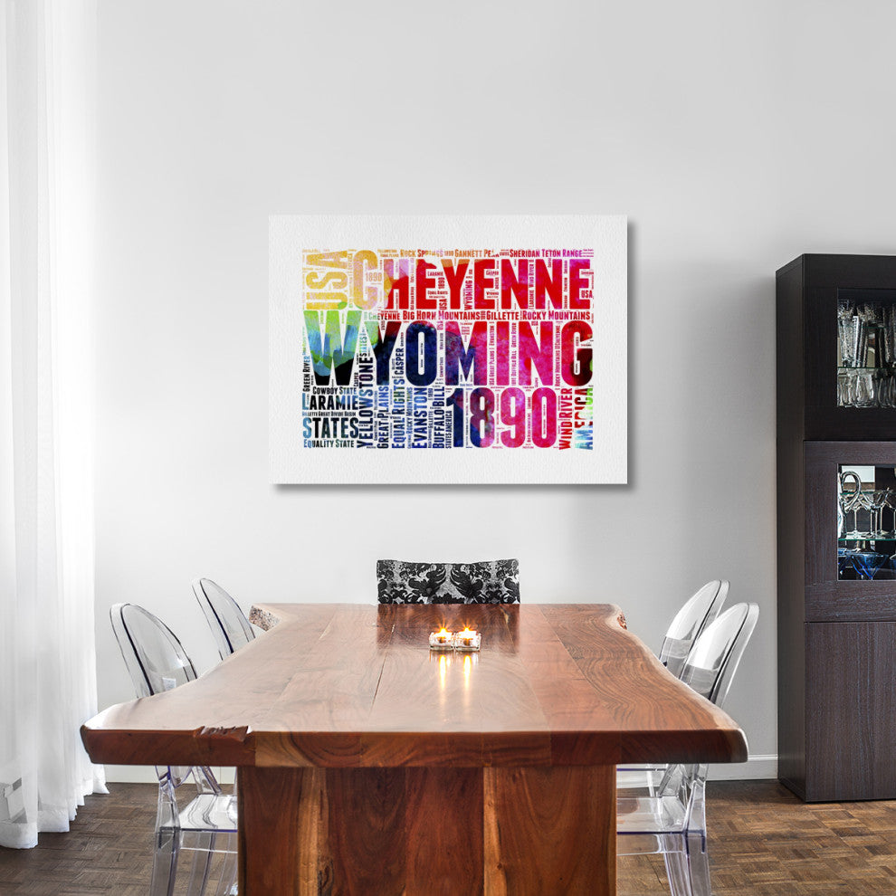 "Wyoming Watercolor Word Cloud" Fine Art Print