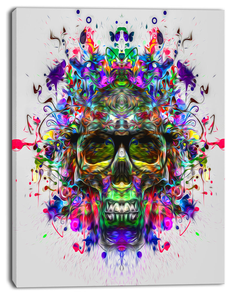 Skull with Glasses and Paint Splashes, Abstract Wall Art Canvas, 30"x40"