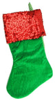 19" Green and Red Chevron Sequin Cuff Christmas Stocking