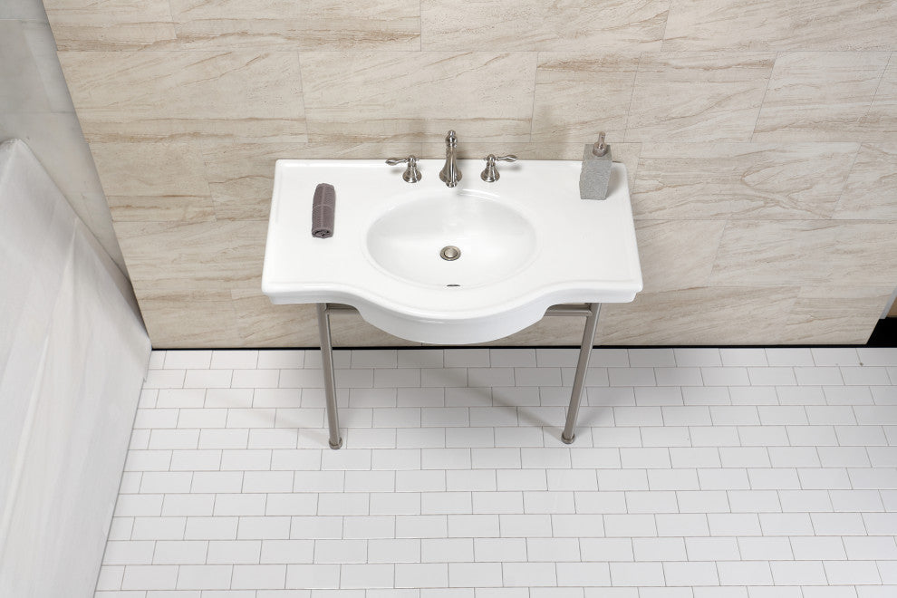 Fauceture VPB28140W8BN 37" Ceramic Console Sink, Legs