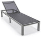 LeisureMod Marlin Gray Patio Chaise Lounge Chair with Fire Pit Table, Black