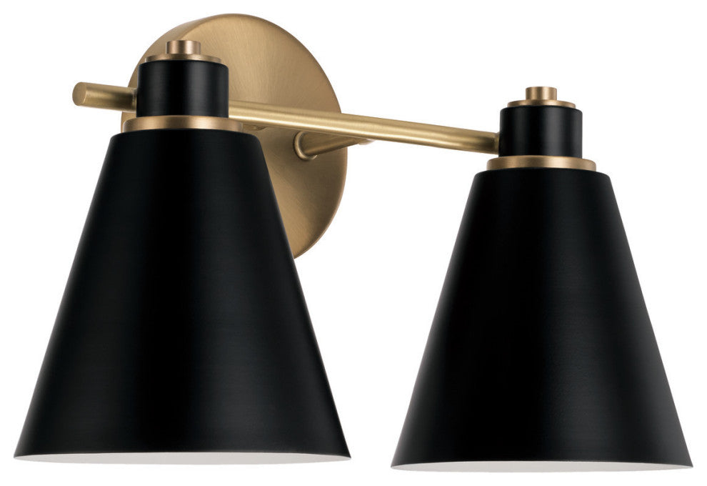 Capital Lighting 150121 Bradley 2 Light 15"W Vanity Light - Aged Brass / Black