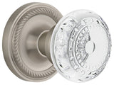 Rope Rosette Double Dummy Crystal Meadows Knob, Satin Nickel, ROPCME