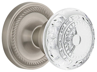 Rope Rosette Double Dummy Crystal Meadows Knob, Satin Nickel, ROPCME