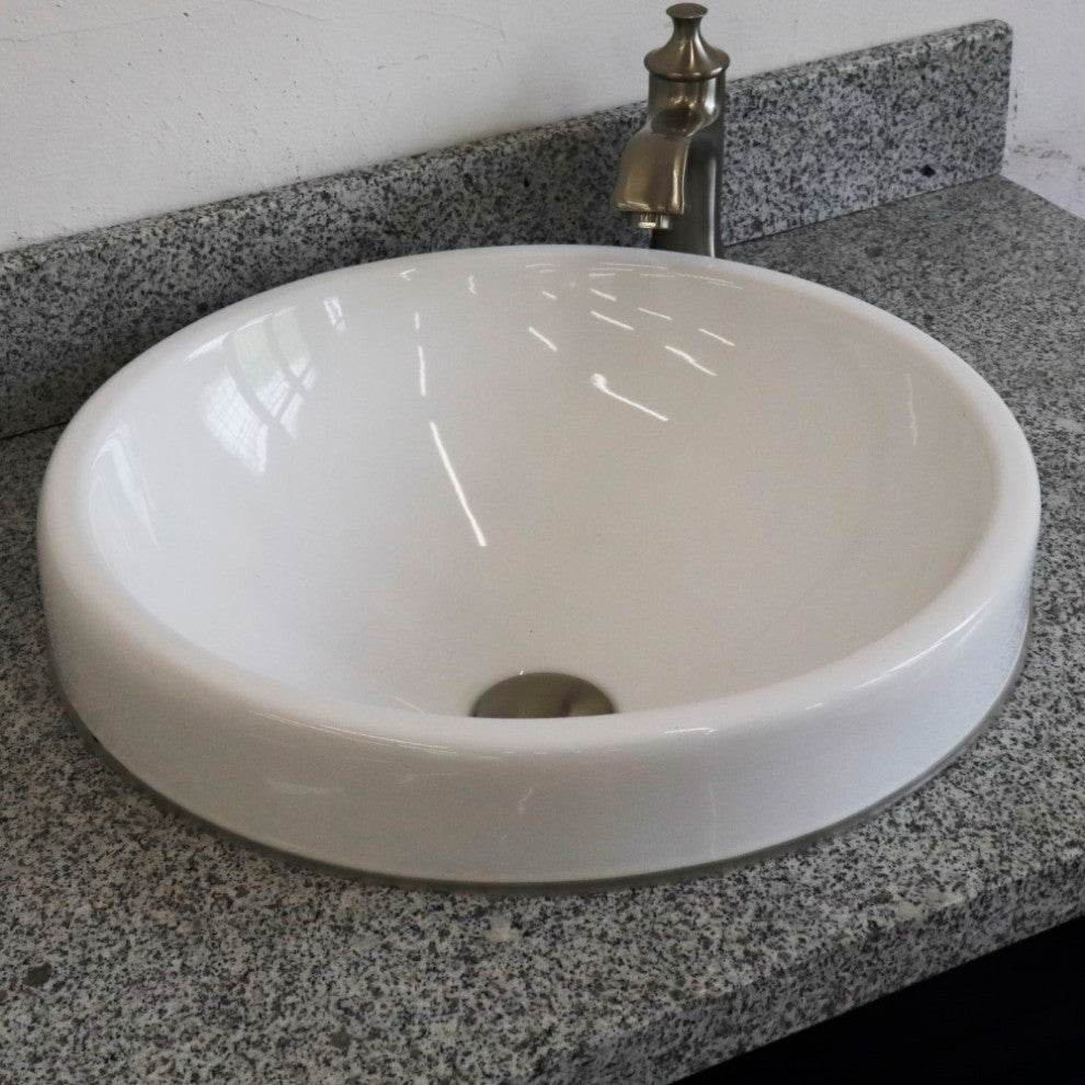 37" Single Sink Vanity, Blue Finish With Gray Granite