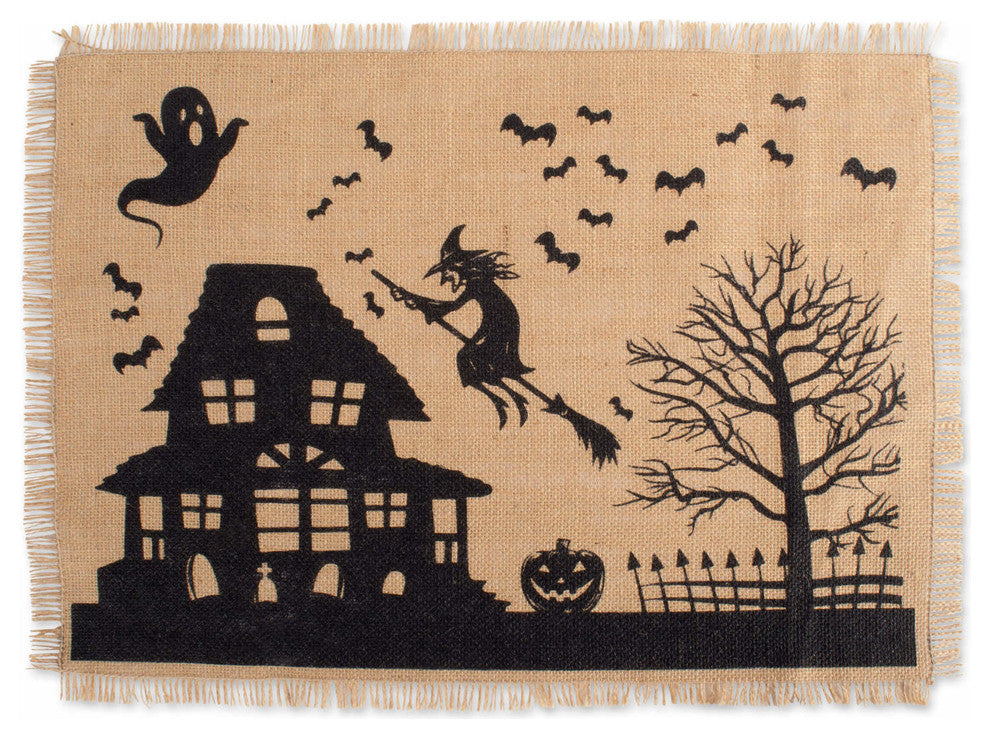 DII Haunted House Print Burlap Placemat, Set of 4