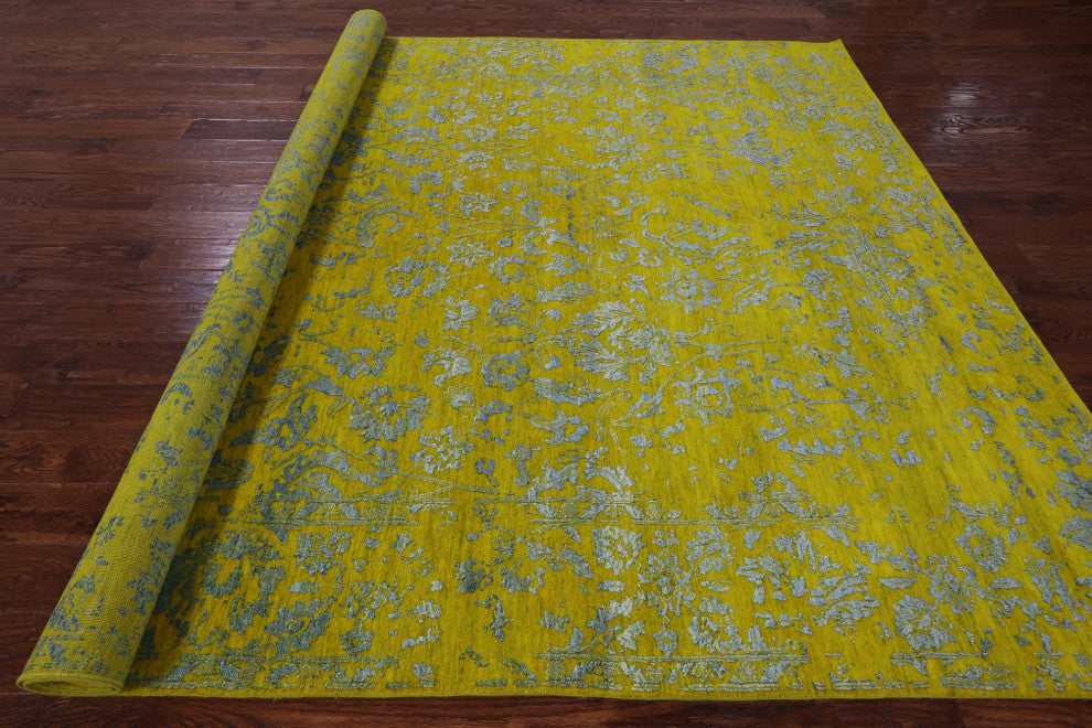 Wool and Silk Modern Hand-Knotted Rug 8' 0" X 9' 11" Q11757