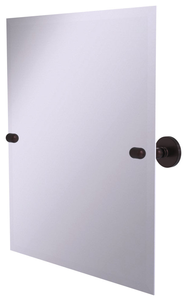 Frameless Rectangular Beveled Edge Tilt Mirror, Antique Bronze