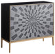 Benzara BM251338 Console Table With 2 Doors and Sunburst Design, Gray