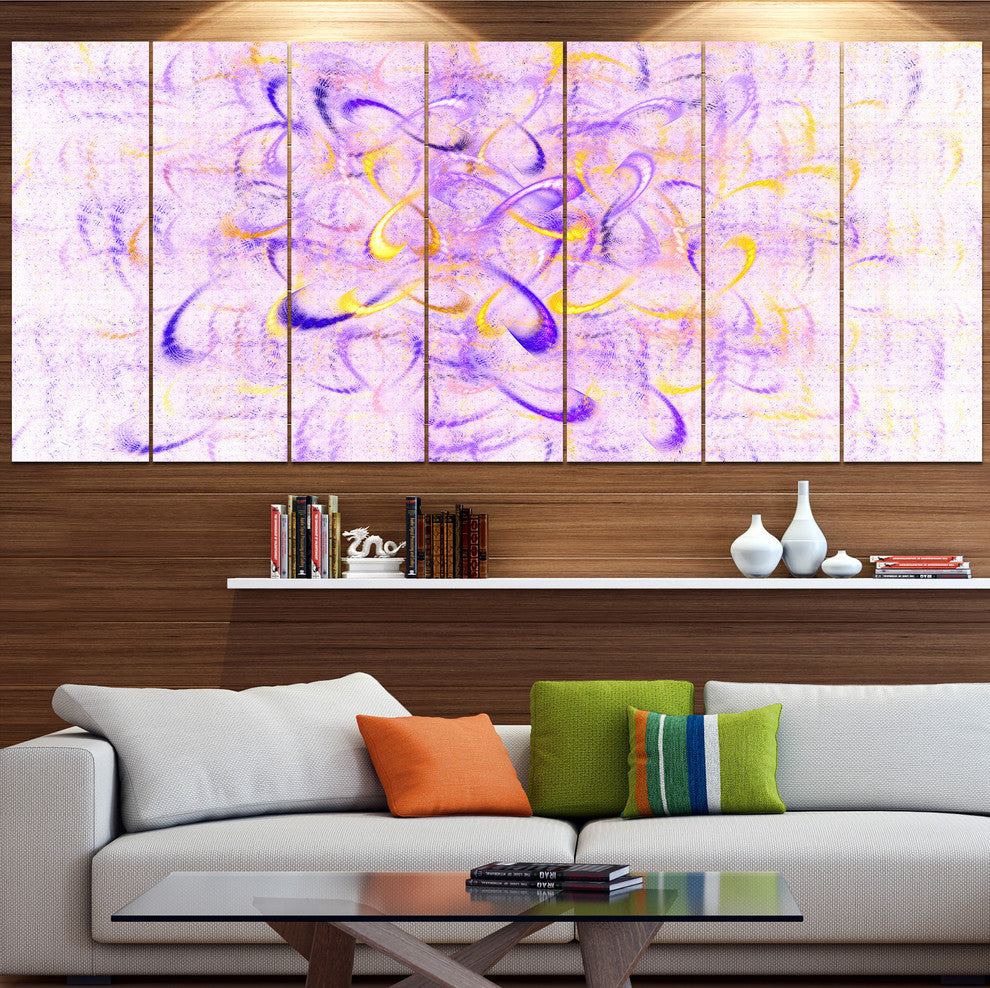 Light Purple Watercolor Fractal Art, Abstract Art on Canvas, 83"x32", 7 Panels