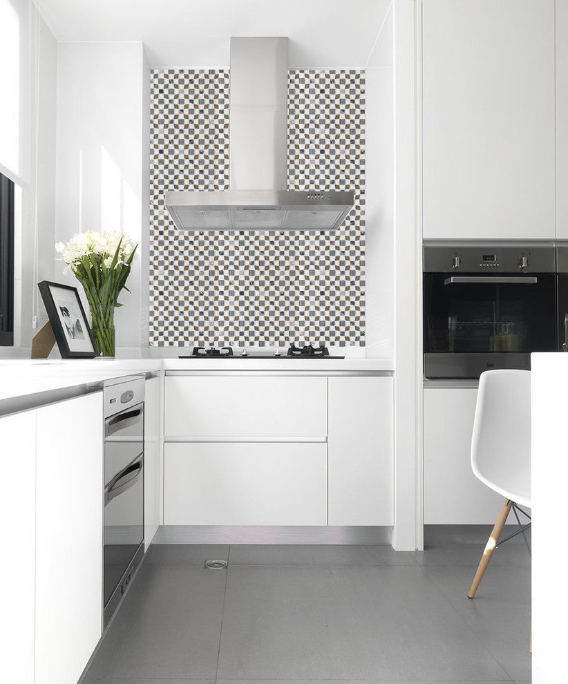 12"x12" Peel and Stick Glass Mosaic Wall Tile, Set of 12