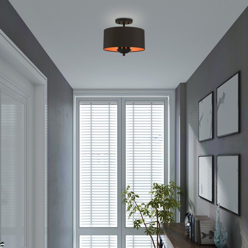 Livex Lighting 3 Light Black Semi-Flush Mount