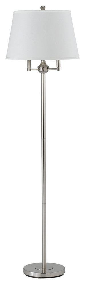150W 6 Way Andros Metal Floor Lamp, Brushed Steel Finish, White