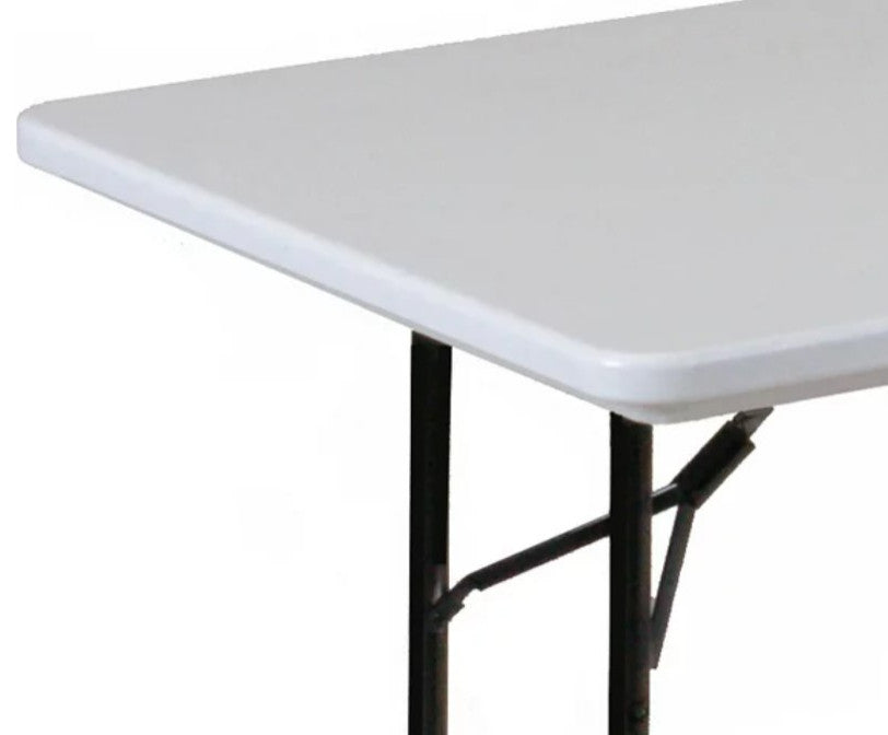 Modern Folding Table, Y-Shaped Metal Legs With Rectangular Plastic Top, White