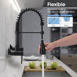 Wall Mounted Bridge Kitchen Faucet, Matte Black