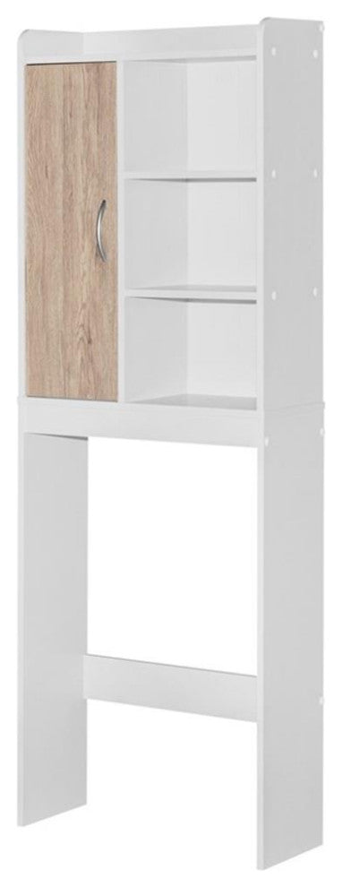 Better Home Products Ace Over the Toilet Storage Shelf in White & Natural Oak