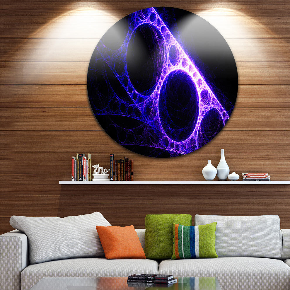 Purple Metal Construction, Abstract Digital Art Round Wall Art, 23"
