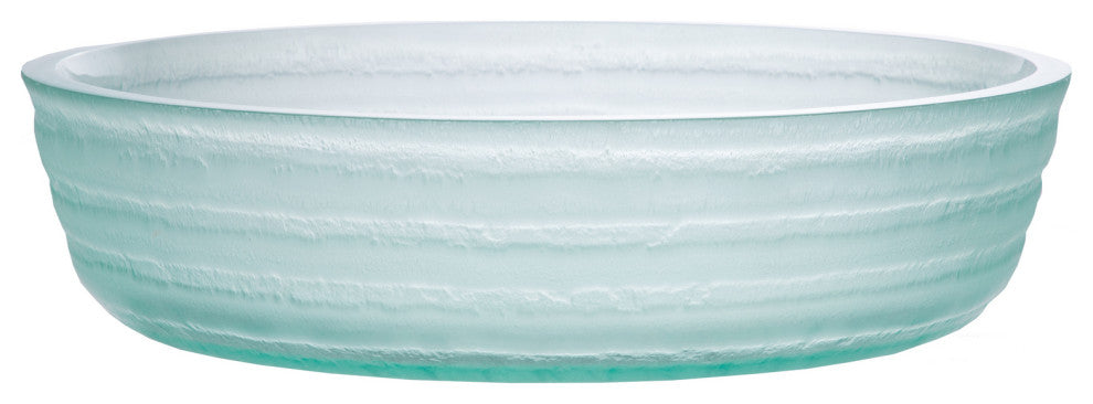 Eden Bath EB_GS52 Clear Round Flat Bottom Embossed Glass Vessel Sink