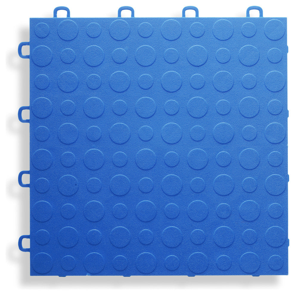 12"x12" Interlocking Garage Flooring Tiles, Coin Top, Set of 30, Royal Blue
