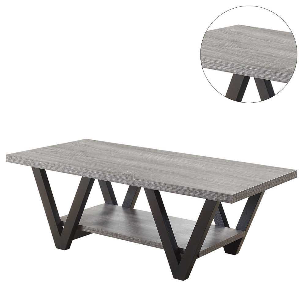 V-Shaped Coffee Table, Antique Gray