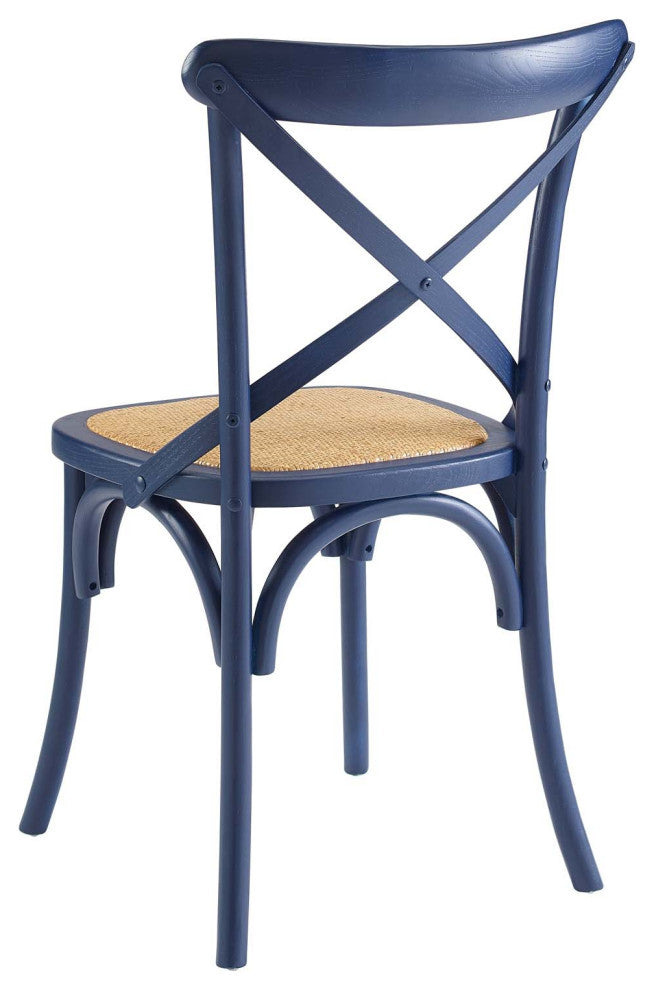 Side Dining Chair, Set of 2, Wood, Dark Blue, Modern, Cafe Bistro Restaurant