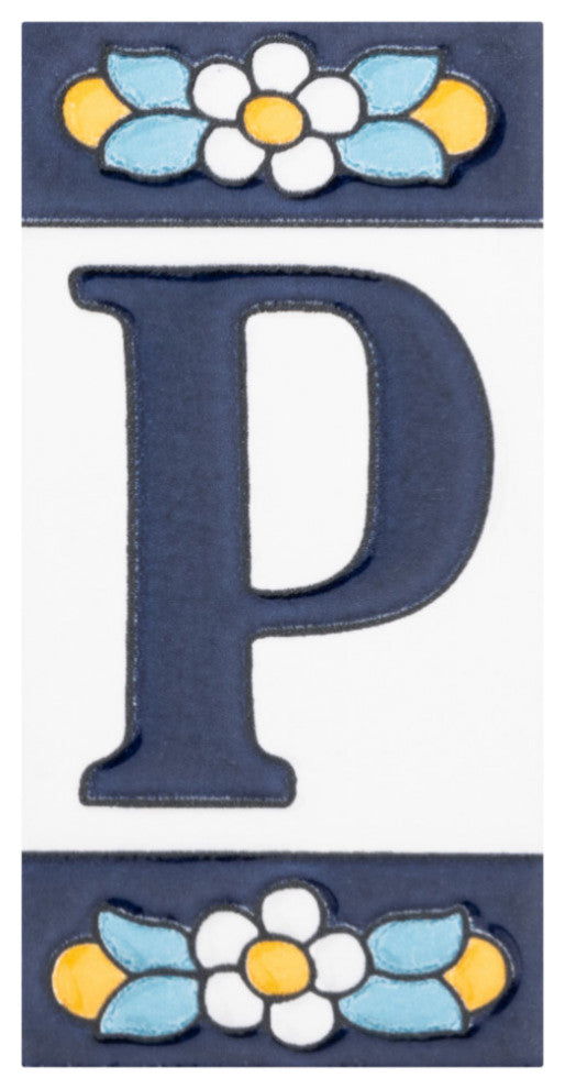 Sevillano Flora Letters 2-1/8 in. x 4-3/8 in. Ceramic Wall Tile, P