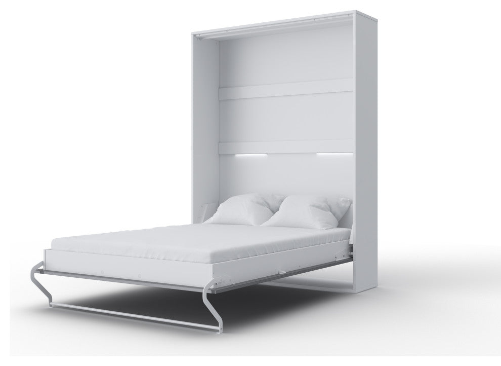 INVENTO Vertical Wall Bed, 55.1 x 78.7 inch, White/Grey