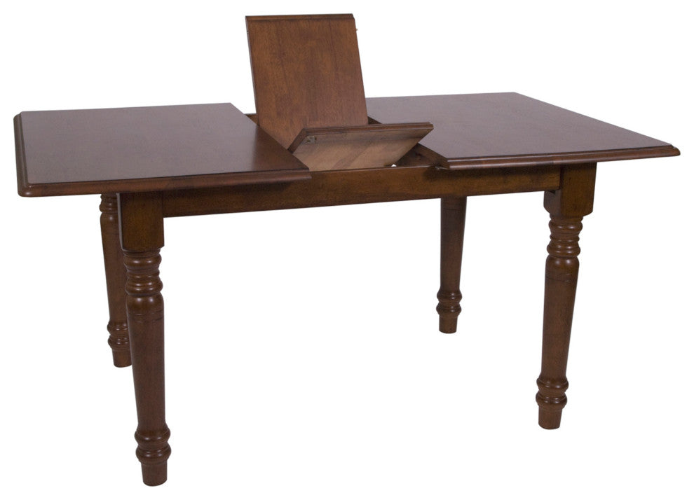 60" Rectangular Extendable Butterfly Leaf Dining Table Chestnut Brown -Seats 6