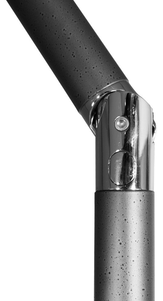 7.5' Grey Push-Button Tilt Crank Lift Aluminum Umbrella, Olefin, Frost Blue