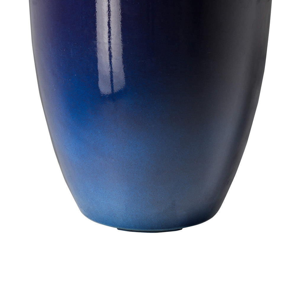 Set of 2 Oversized Eco-Friendly PE Faux Ceramic Planter, Cobalt Blue