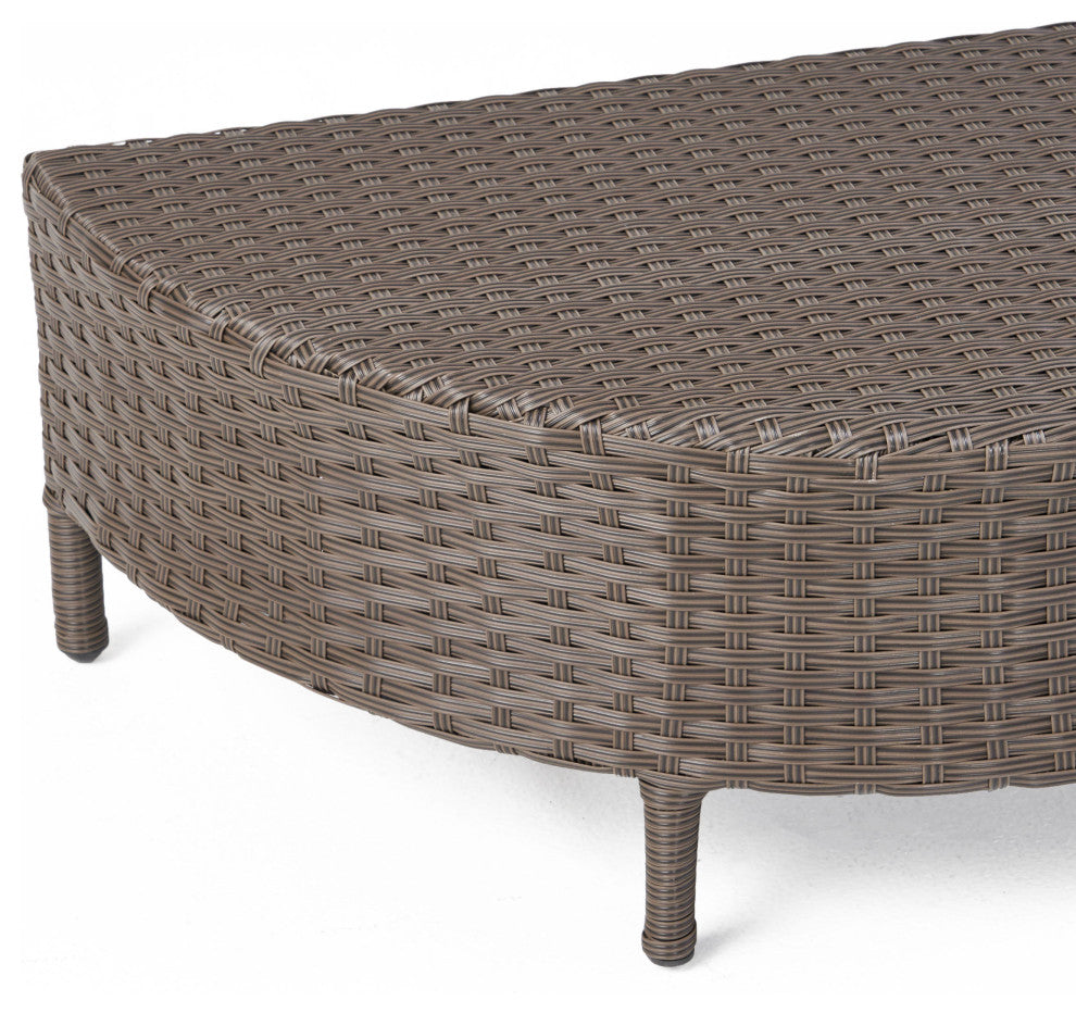 GDF Studio Outdoor 4 Seater Curved Wicker Sectional Sofa Set with Coffee Table