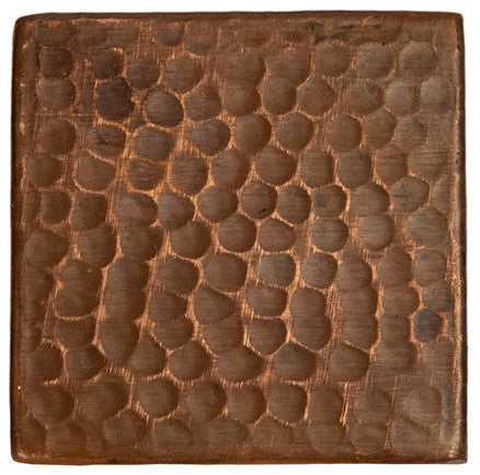 Premier Copper Products T3DBH_PKG4 3" x 3" Hammered Copper Tile - Quantity 4