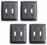 4 Switchplate Black Steel Double Toggle |