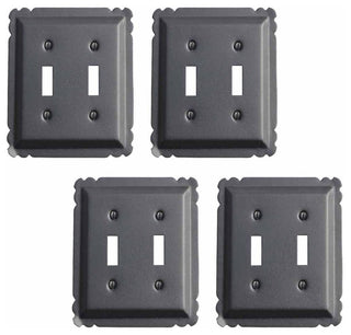 4 Switchplate Black Steel Double Toggle |