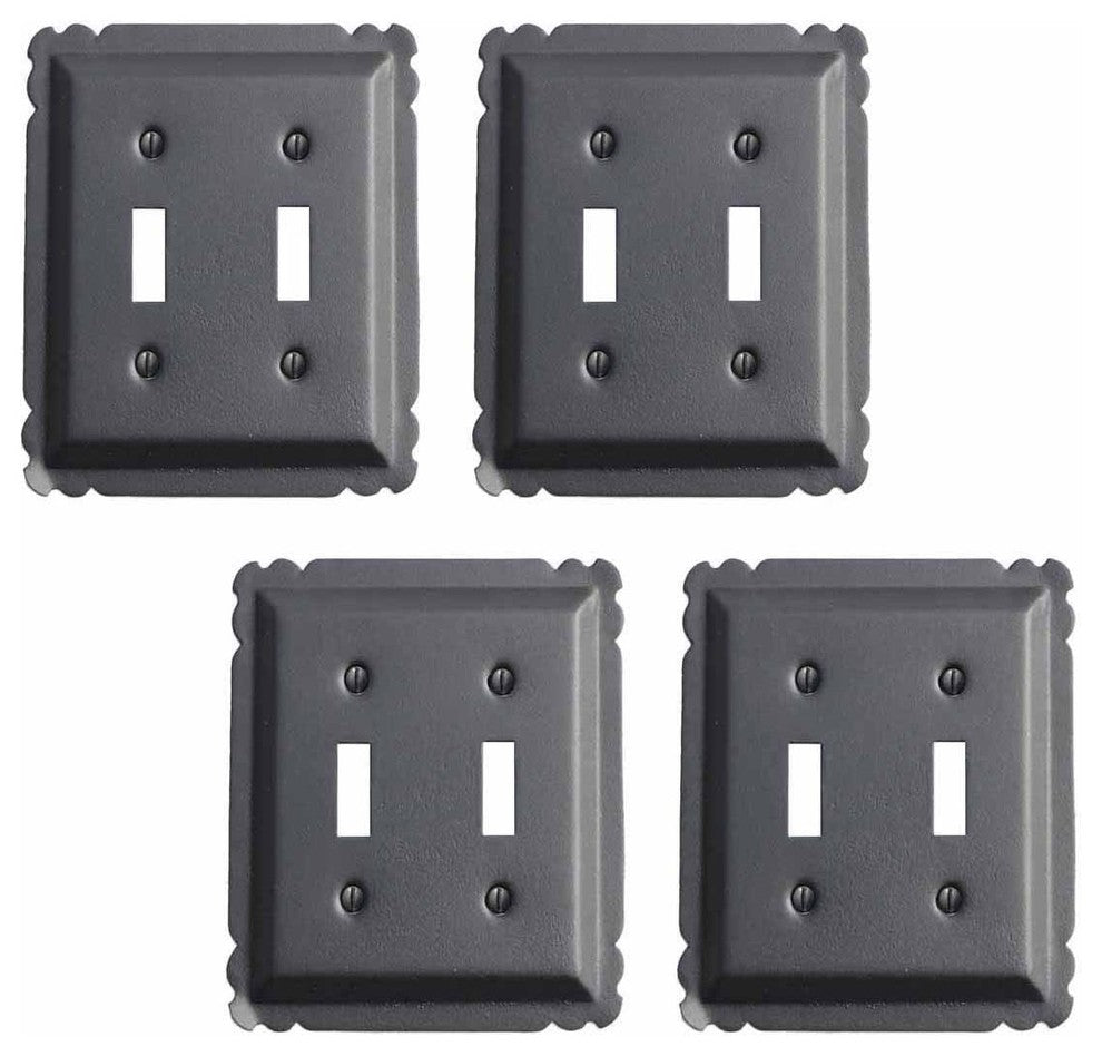 4 Switchplate Black Steel Double Toggle |