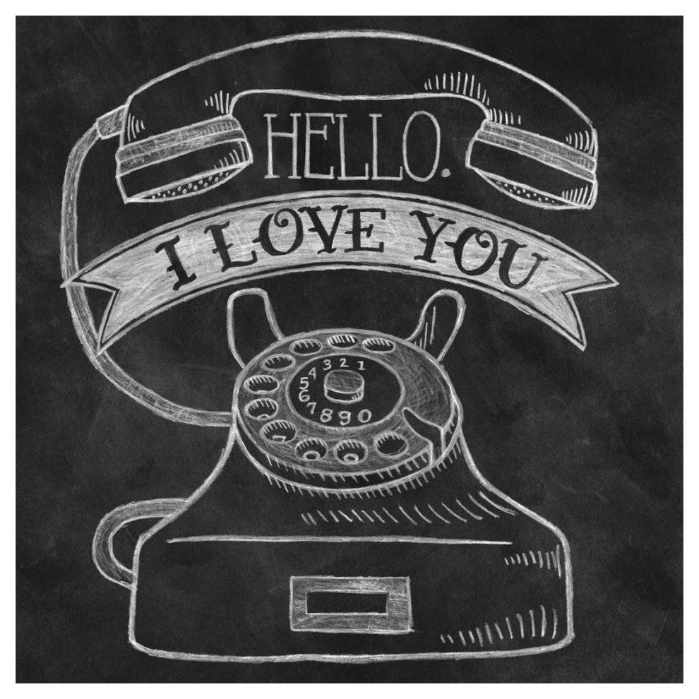 "Hello I Love You Chalk" Digital Paper Print by Mary Urban, 20"x20"