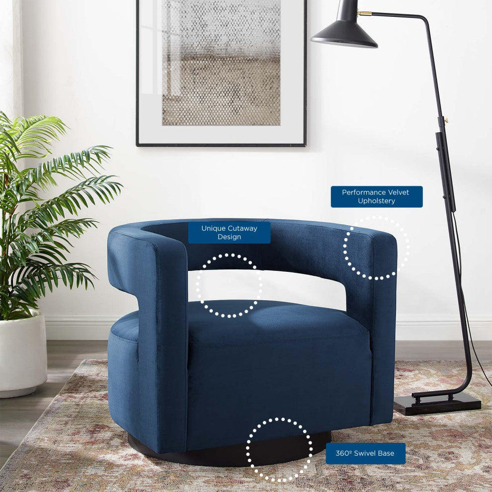Armchair Accent Chair, Velvet, Dark Blue, Modern, Living Lounge Hospitality