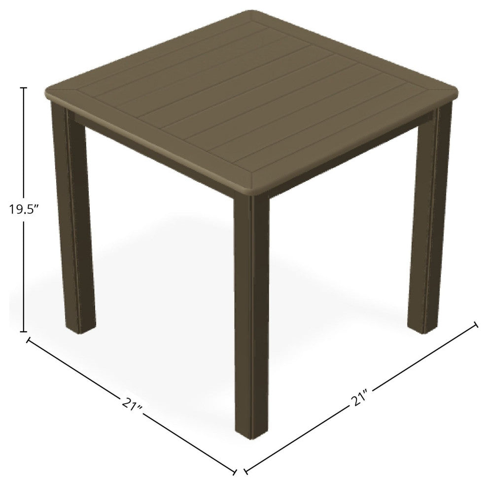 21" Square Marine Grade Outdoor End Table, Beachwood