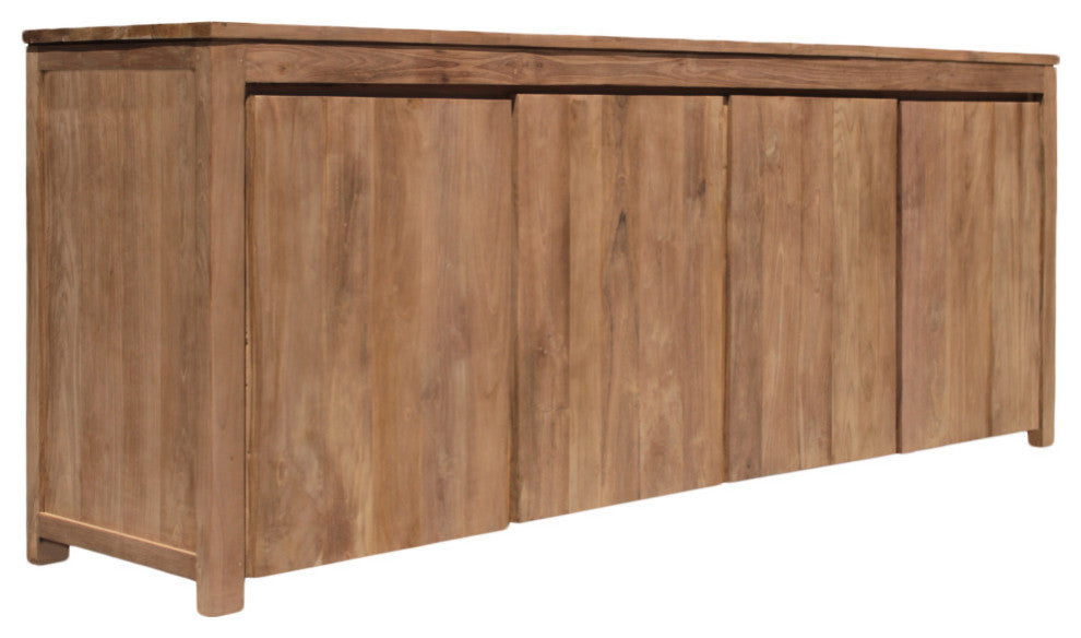 Recycled Teak Wood Valencia Large Bathroom Linen Cabinet With 4 Doors