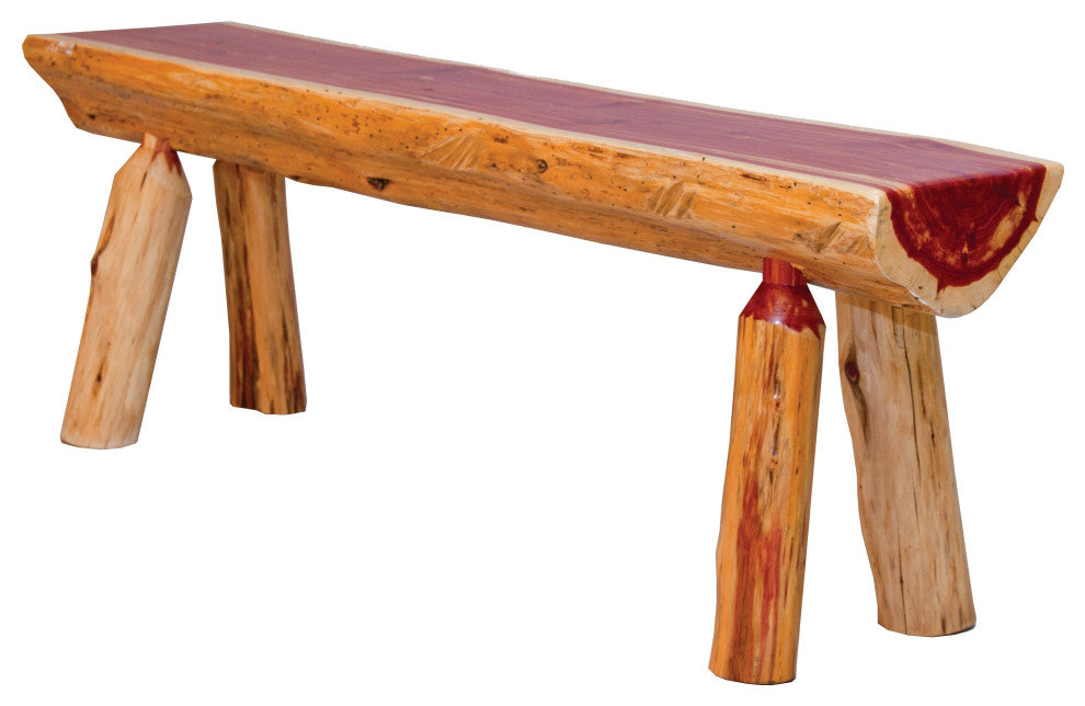 Red Cedar Half-Log Bench, 8 Foot