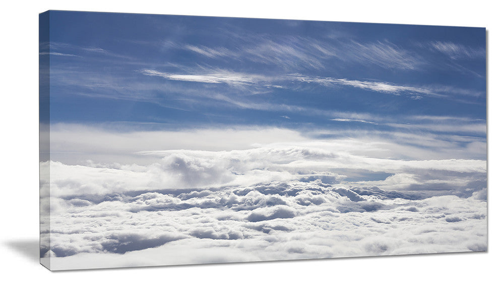 "Flight Over Bright Clouds" Contemporary Landscape Canvas Art, 1 Panel, 60"x28"