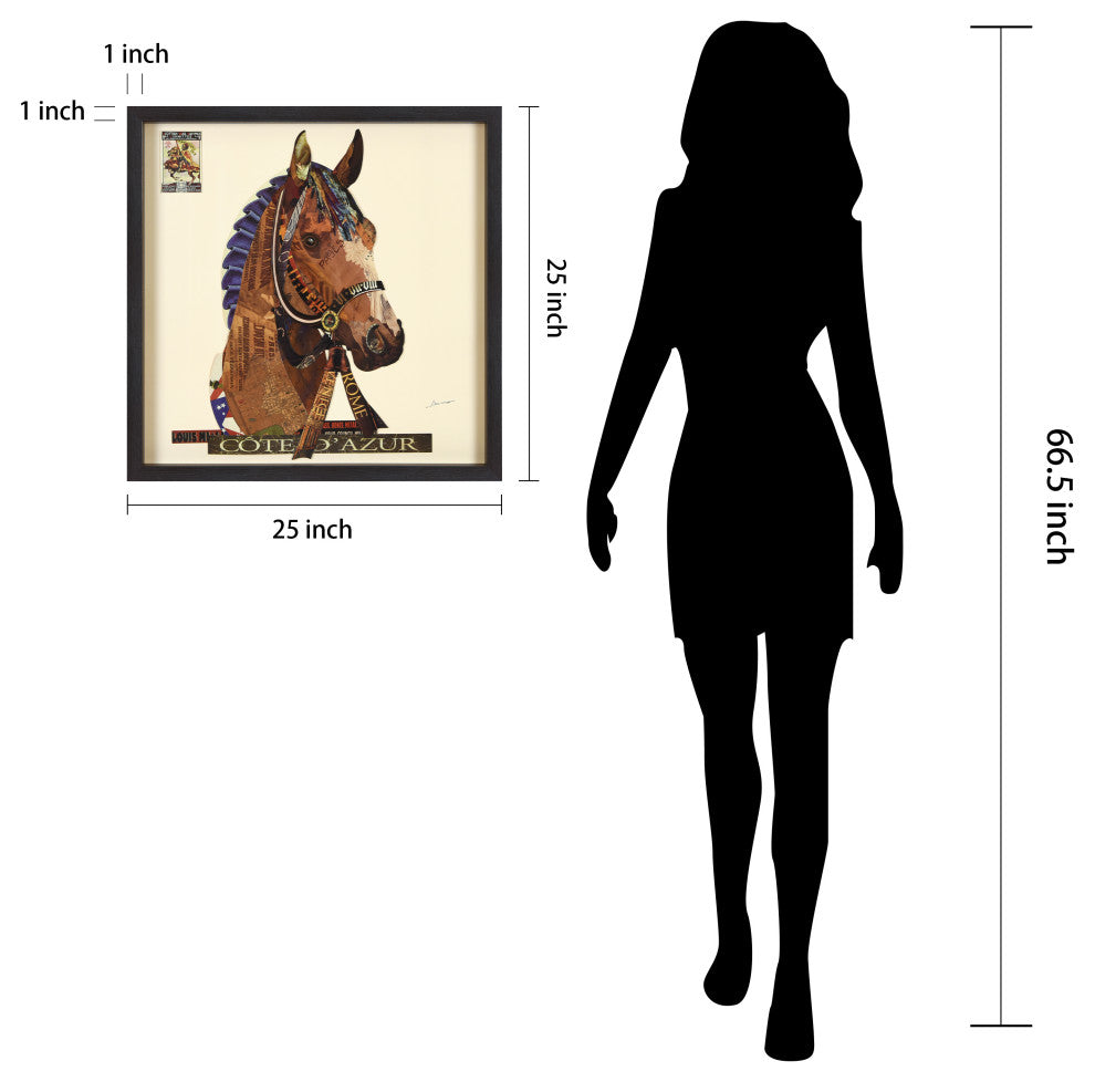 "Graceful Gallop" Dimensional Collage, Under Glass, A Shadow Box Frame