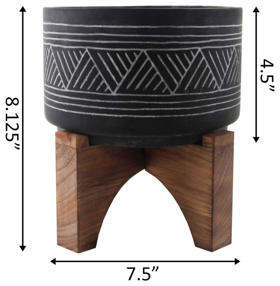 7"  Mountain Cement With Wood Stand