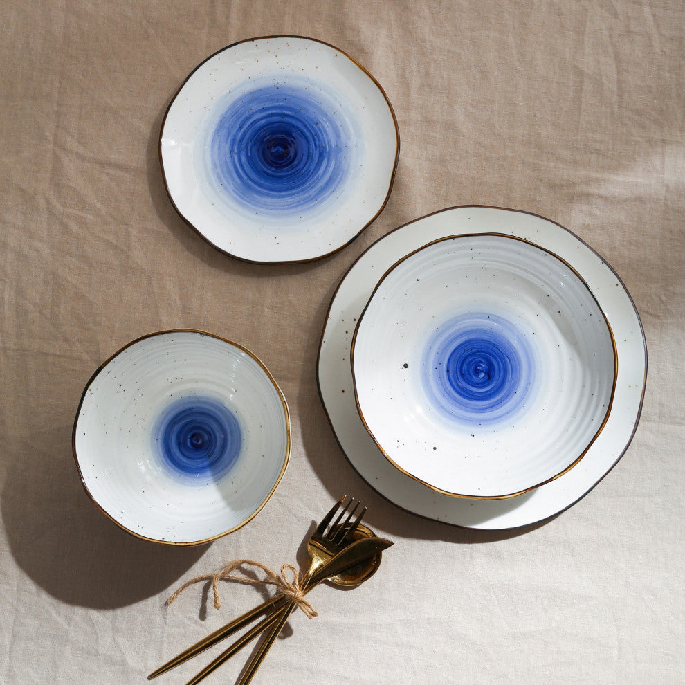Christian Siriano Luma Porcelain 32 Piece Dinnerware Set, Blue