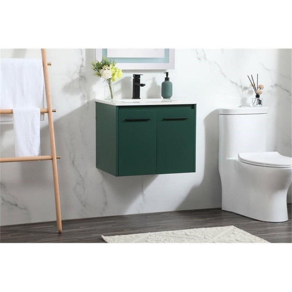 Elegant Decor Penn 24" Aluminum Alloy MDF Single Bathroom Vanity in Green